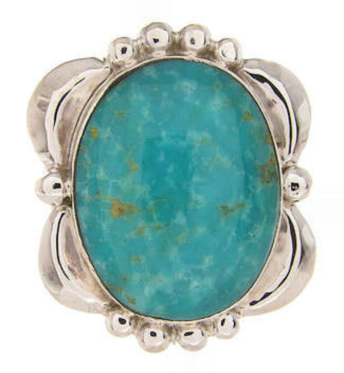 Southwest Sterling Silver Turquoise Ring Size 5-1/4 OS58867